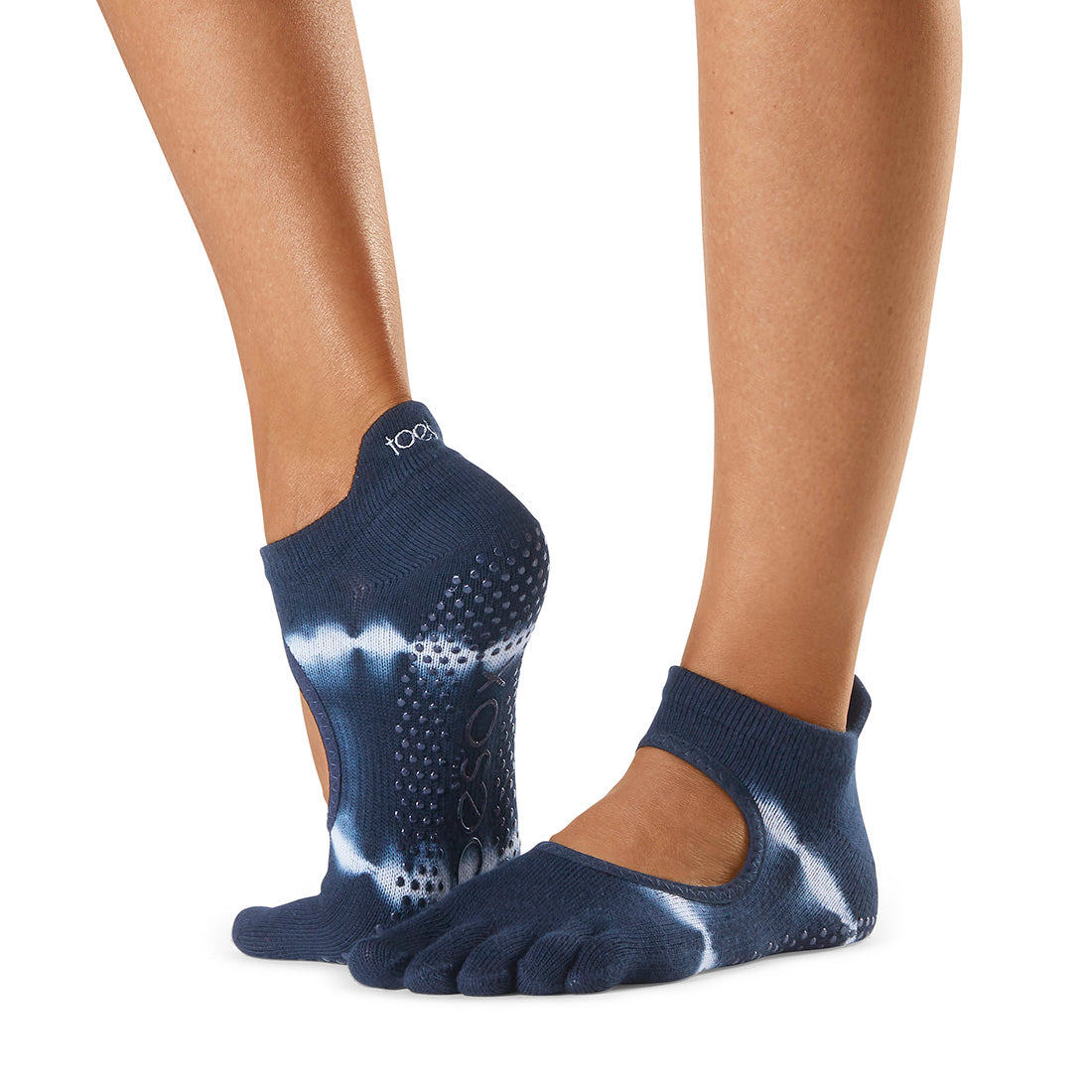 ToeSox Bellarina Full Toe Cotton Open Front Yoga Socks In Black