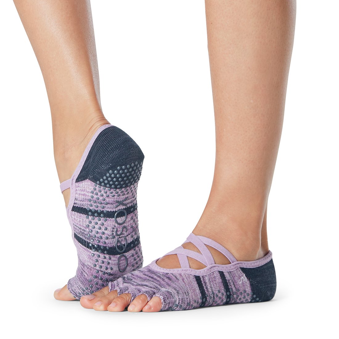 Toesox Half Toe Elle Criss Cross Yoga Pilates Grip Socks Ballet Pink